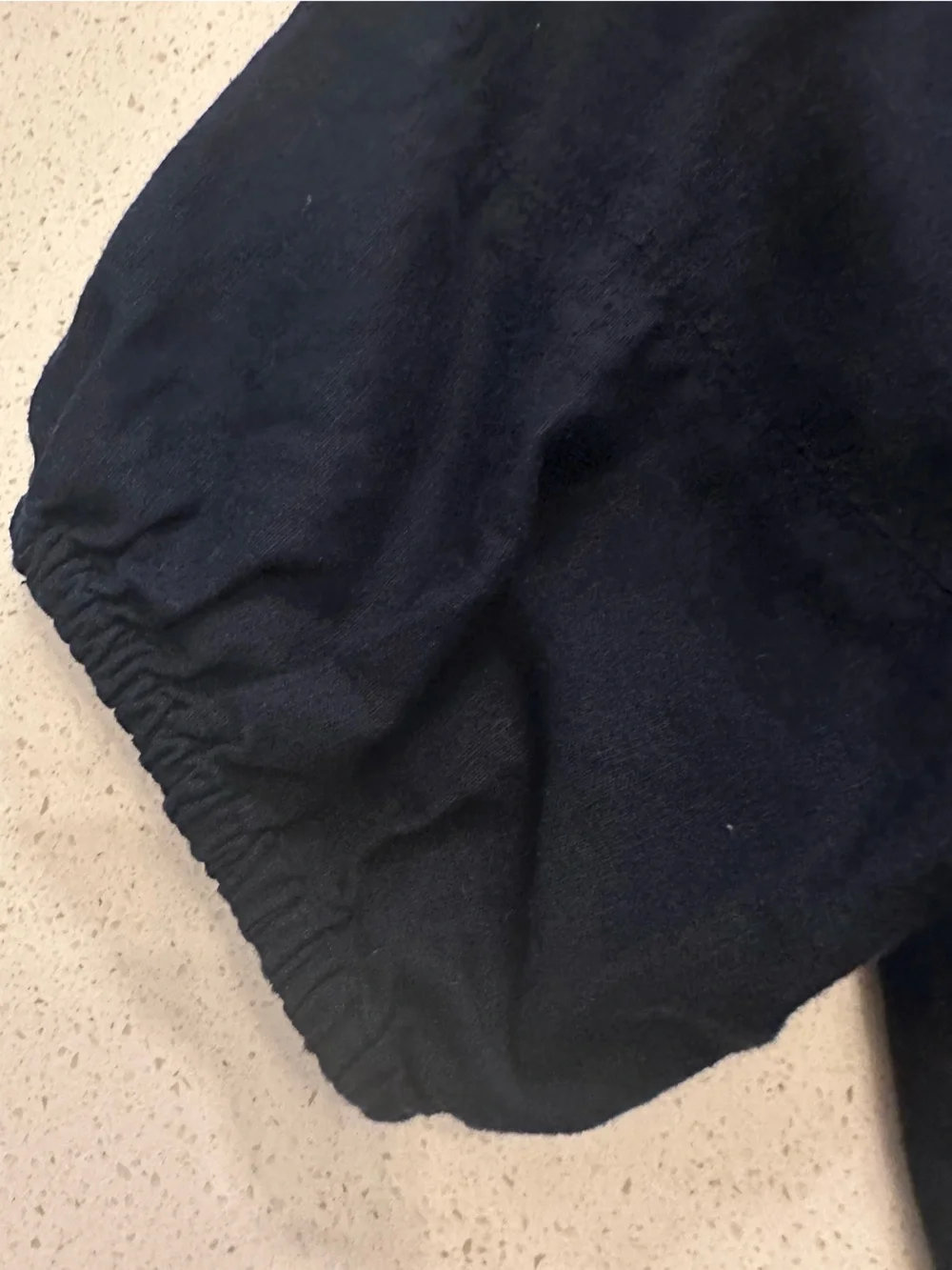 LOFT Navy Puff-Sleeve Cotton Blend Peasant Top